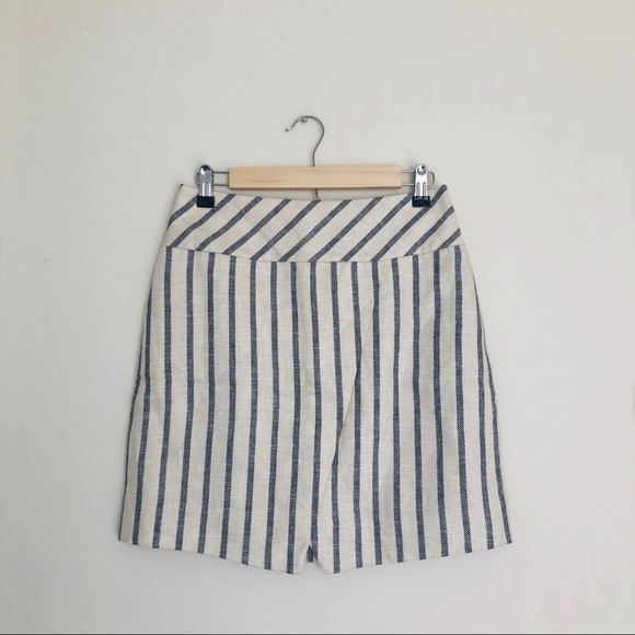 NWT J. Crew Split Striped Asymmetrical Skirt White & Blue - Picture 3 of 7